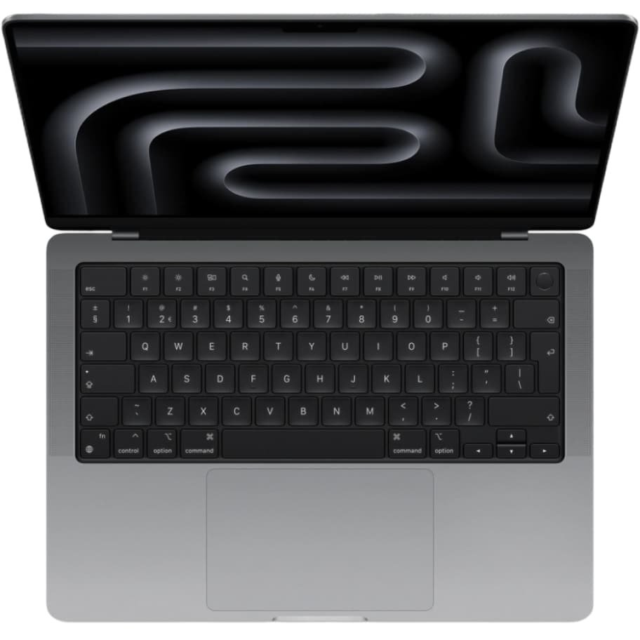 MacBook Pro 14 inch Space Gray open - QWERTY NL
